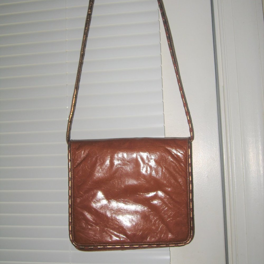 ❤️Vintage MAUD FRIZON for Mr Jay BROWN Leather Boho Flap Bag Purse to Clutch